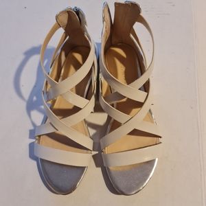 Enzo Angolino  white and silver gladiator  sandals